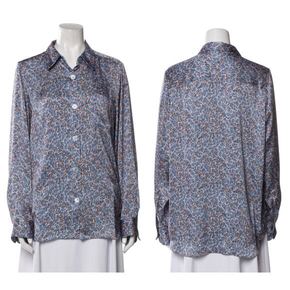 Acne Studios Buse Fluid Print Satin Relaxed Fit Button-Down Shirt - Size 38 (S) - Picture 1 of 13